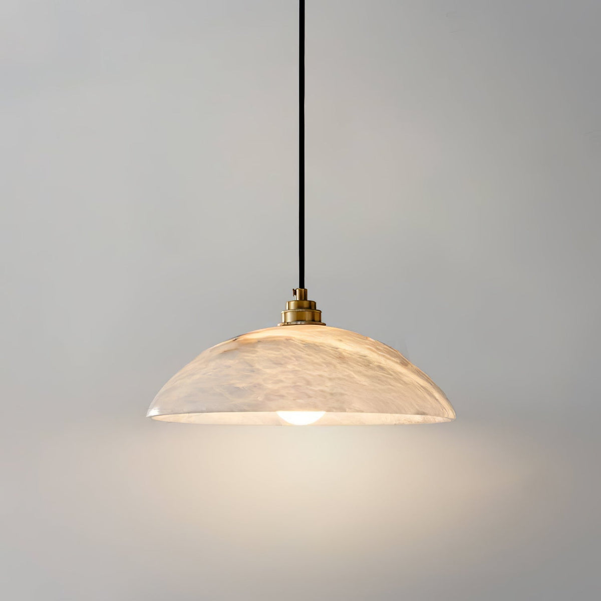 Lámpara de techo tipo globo de piedra blanca de 16 pulgadas, domo con cable ajustable para isla de cocina, comedor o sala de estar, lámpara colgante con casquillo E26 | Thomler