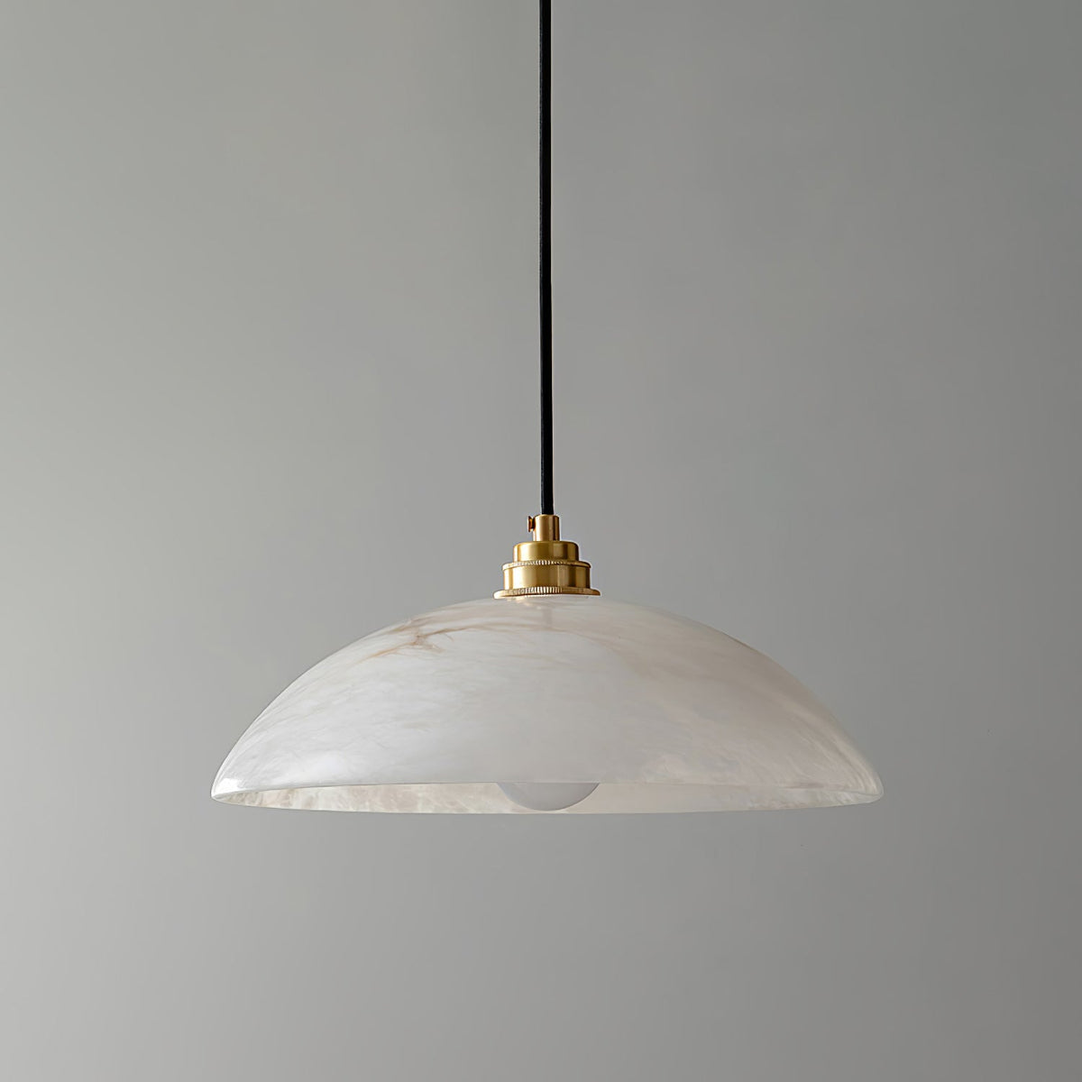 Lámpara de techo tipo globo de piedra blanca de 16 pulgadas, domo con cable ajustable para isla de cocina, comedor o sala de estar, lámpara colgante con casquillo E26 | Thomler