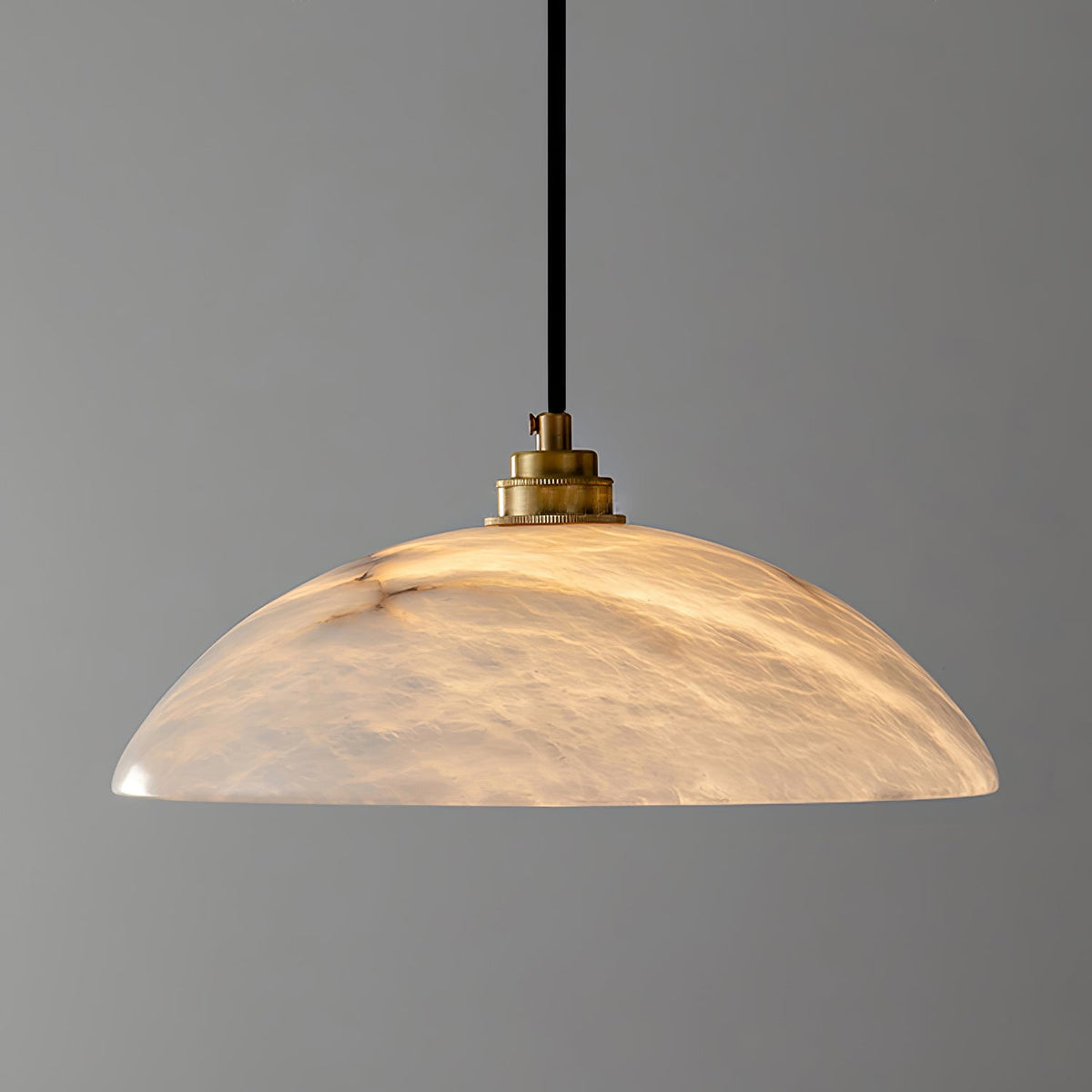 Lámpara de techo tipo globo de piedra blanca de 16 pulgadas, domo con cable ajustable para isla de cocina, comedor o sala de estar, lámpara colgante con casquillo E26 | Thomler