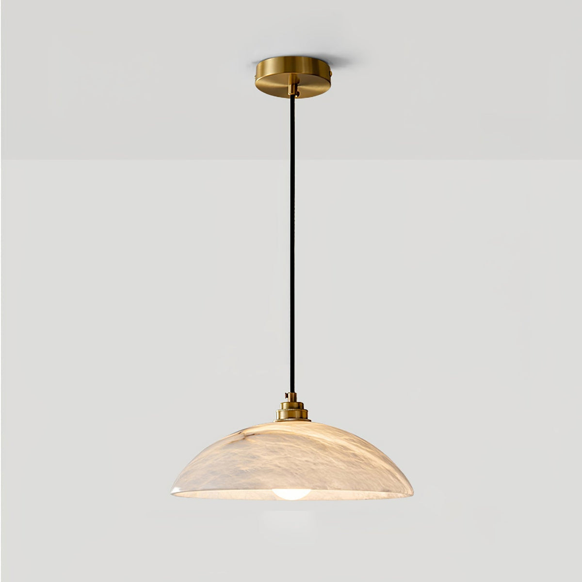 Lámpara de techo tipo globo de piedra blanca de 16 pulgadas, domo con cable ajustable para isla de cocina, comedor o sala de estar, lámpara colgante con casquillo E26 | Thomler