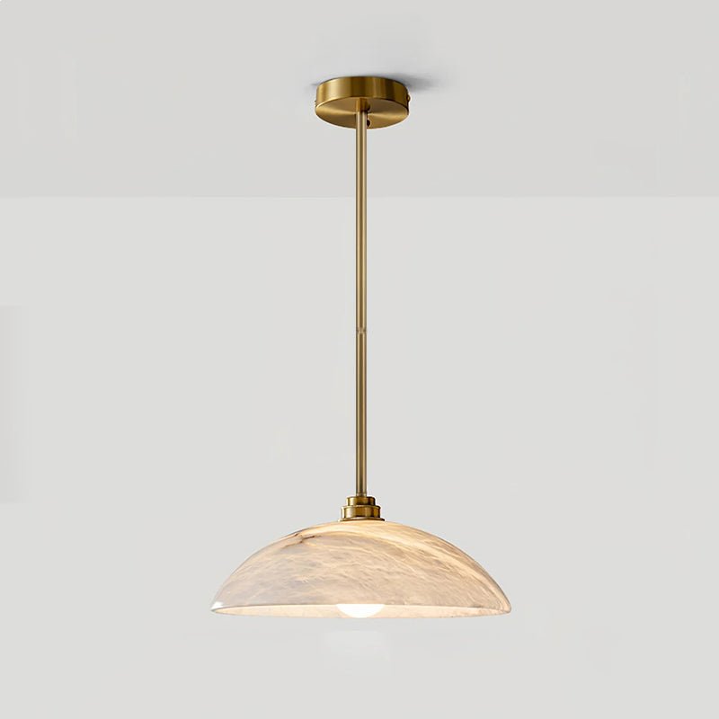 Lámpara de techo tipo globo de piedra blanca de 16 pulgadas, domo con cable ajustable para isla de cocina, comedor o sala de estar, lámpara colgante con casquillo E26 | Thomler