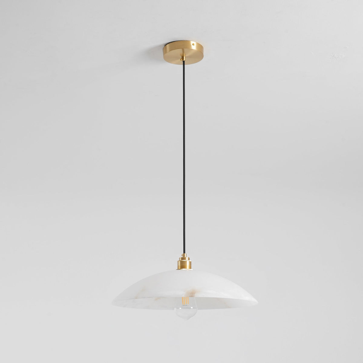 Lámpara de techo tipo globo de piedra blanca de 16 pulgadas, domo con cable ajustable para isla de cocina, comedor o sala de estar, lámpara colgante con casquillo E26 | Thomler