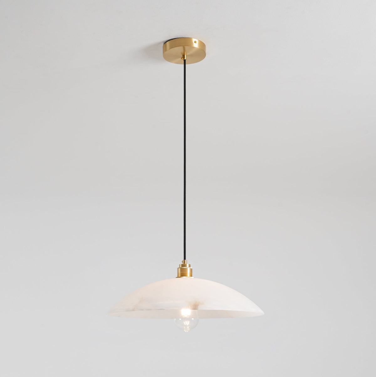 Lámpara de techo tipo globo de piedra blanca de 16 pulgadas, domo con cable ajustable para isla de cocina, comedor o sala de estar, lámpara colgante con casquillo E26 | Thomler