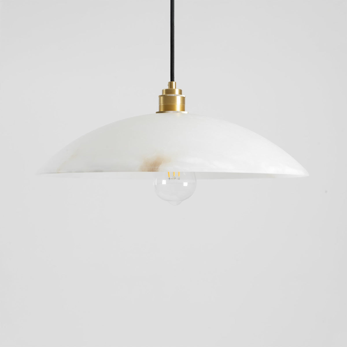 Lámpara de techo tipo globo de piedra blanca de 16 pulgadas, domo con cable ajustable para isla de cocina, comedor o sala de estar, lámpara colgante con casquillo E26 | Thomler