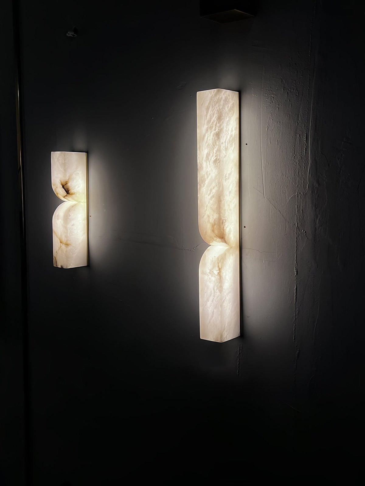 Alabaster LED Wall Light Fixture 14 inches Hardwired Gold Black Finish Adjustable Color Temperature for Bedroom Hallway Living Room Modern A | Thomler