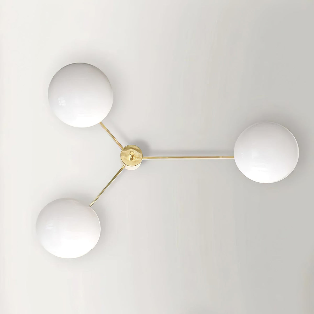 Five-Arm Flush Mount Ceiling Fixture with Milky White Shades in Warm Gold Finish for Kitchen Island Bedroom Hallway Entry Foyer Low Profile | Thomler