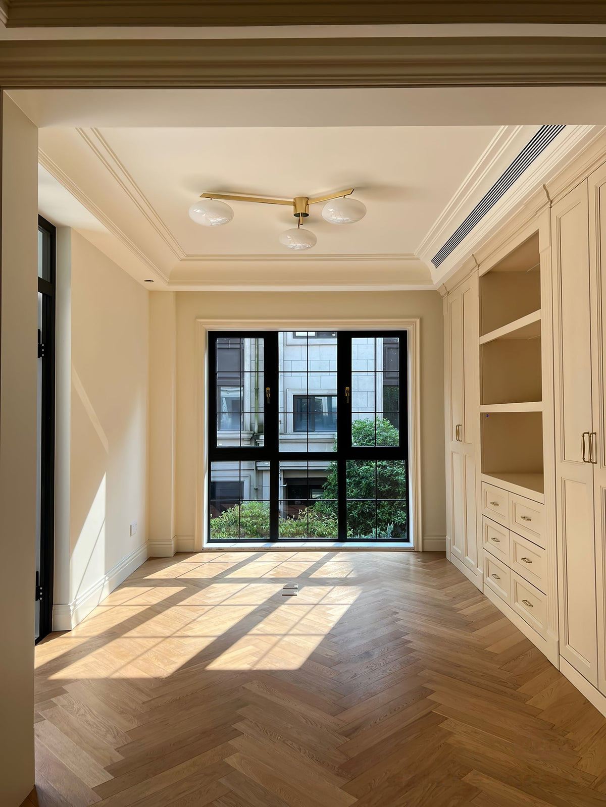 Five-Arm Flush Mount Ceiling Fixture with Milky White Shades in Warm Gold Finish for Kitchen Island Bedroom Hallway Entry Foyer Low Profile | Thomler
