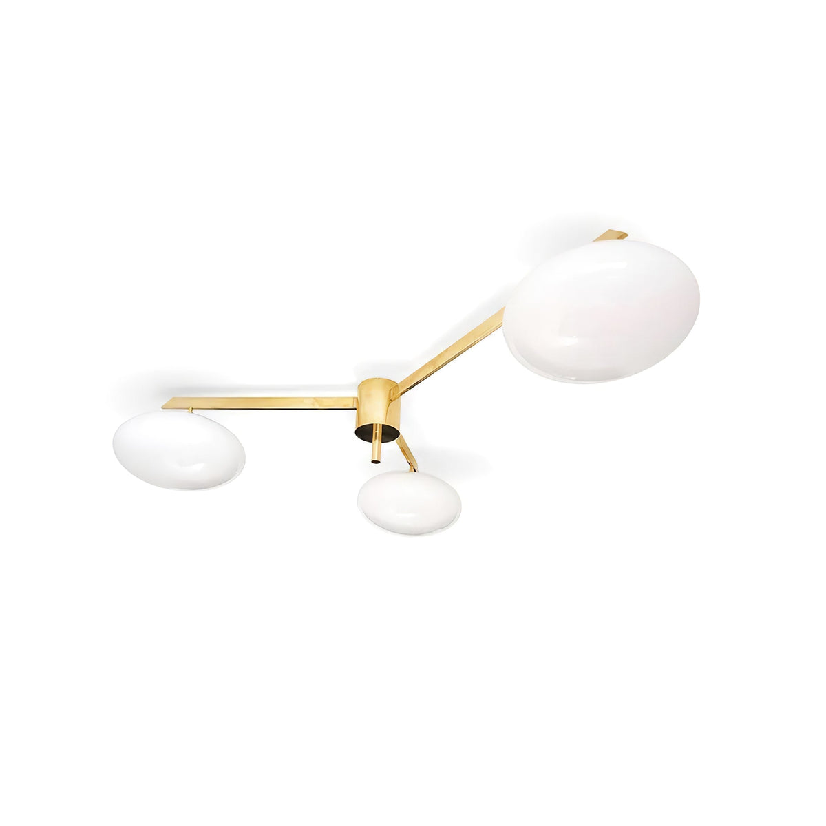 Five-Arm Flush Mount Ceiling Fixture with Milky White Shades in Warm Gold Finish for Kitchen Island Bedroom Hallway Entry Foyer Low Profile | Thomler