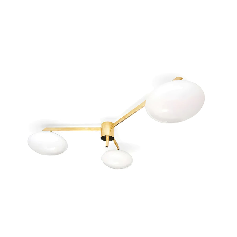 Five-Arm Flush Mount Ceiling Fixture with Milky White Shades in Warm Gold Finish for Kitchen Island Bedroom Hallway Entry Foyer Low Profile | Thomler