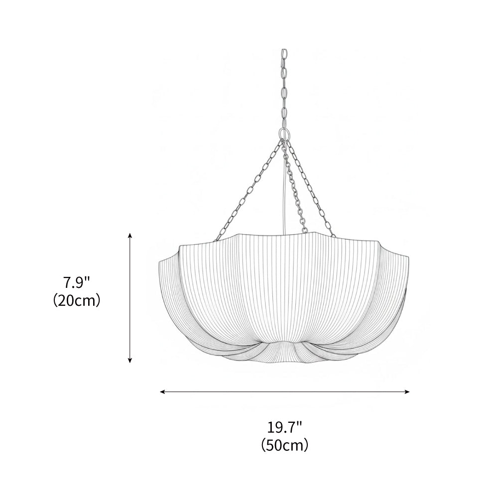 Stoffen plafondlamp met komvormige kap voor keukens en eetruimtes, 16 inch verstelbaar hangarmatuur, neutrale beige stoffen lampenkap Thr | Thomler