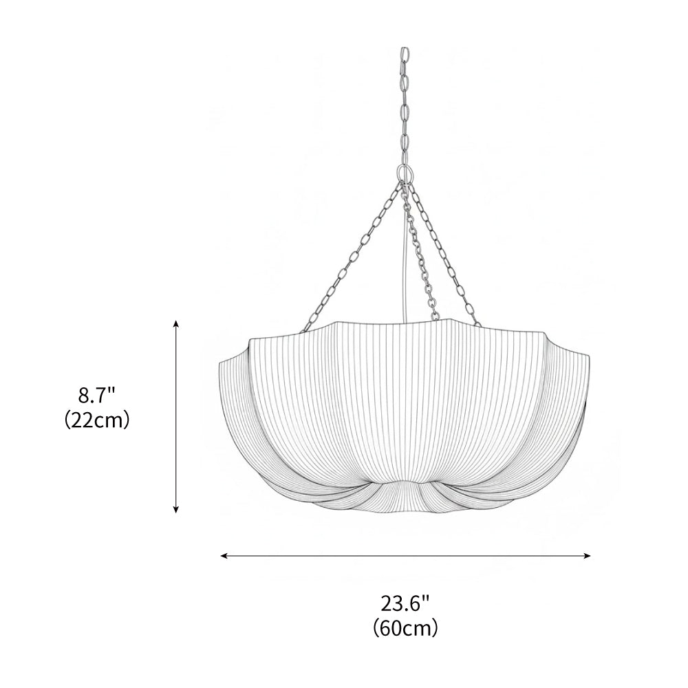 Stoffen plafondlamp met komvormige kap voor keukens en eetruimtes, 16 inch verstelbaar hangarmatuur, neutrale beige stoffen lampenkap Thr | Thomler