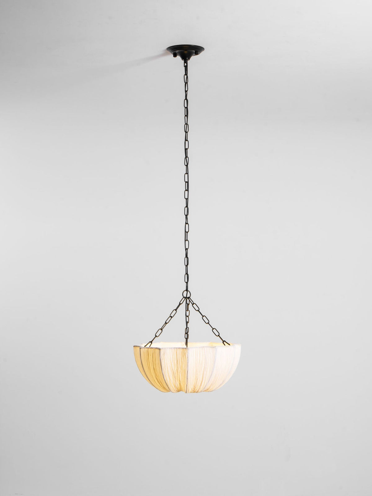 Stoffen plafondlamp met komvormige kap voor keukens en eetruimtes, 16 inch verstelbaar hangarmatuur, neutrale beige stoffen lampenkap Thr | Thomler