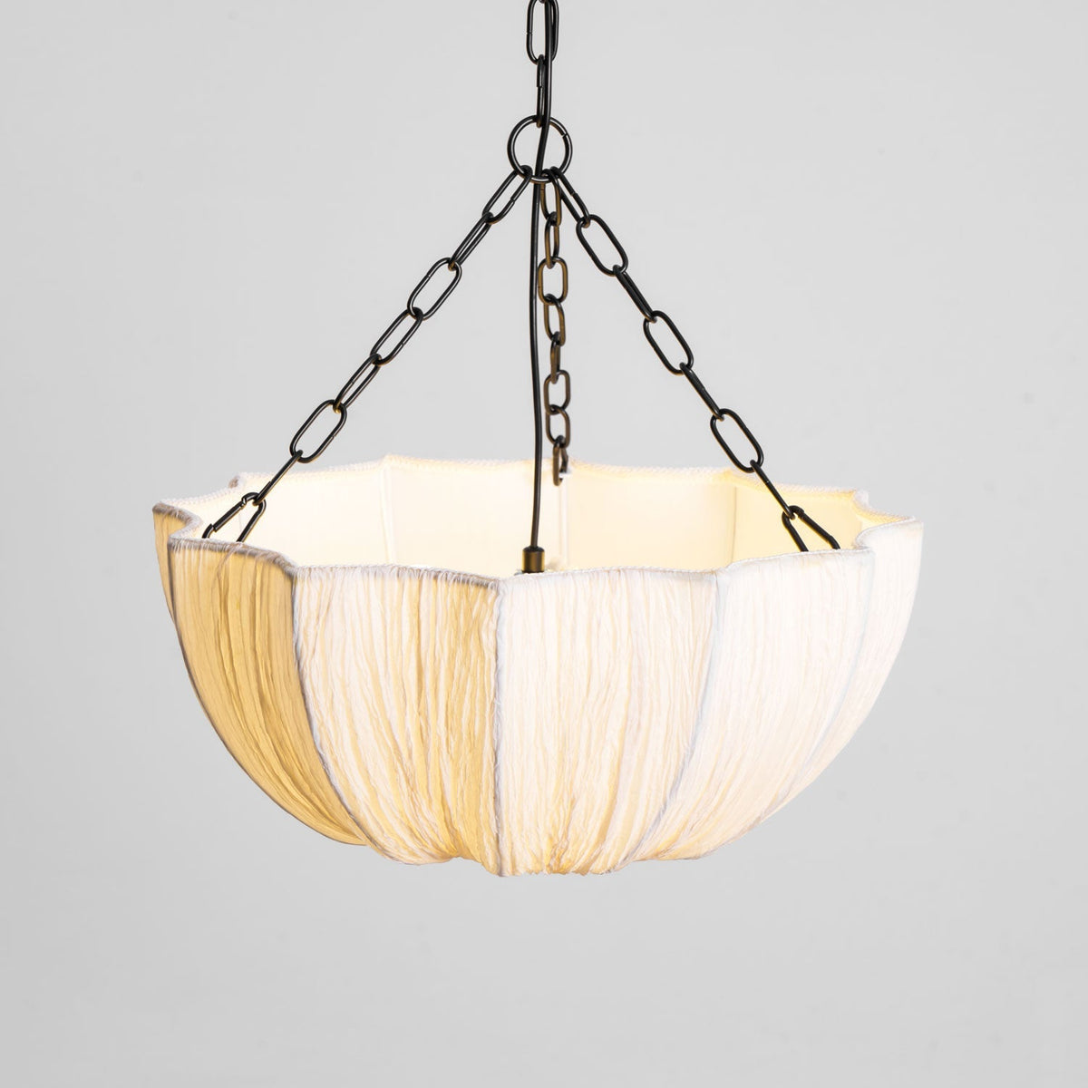 Stoffen plafondlamp met komvormige kap voor keukens en eetruimtes, 16 inch verstelbaar hangarmatuur, neutrale beige stoffen lampenkap Thr | Thomler