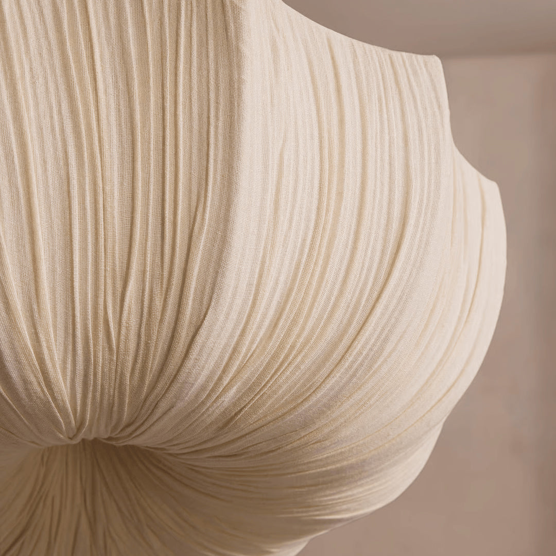 Stoffen plafondlamp met komvormige kap voor keukens en eetruimtes, 16 inch verstelbaar hangarmatuur, neutrale beige stoffen lampenkap Thr | Thomler