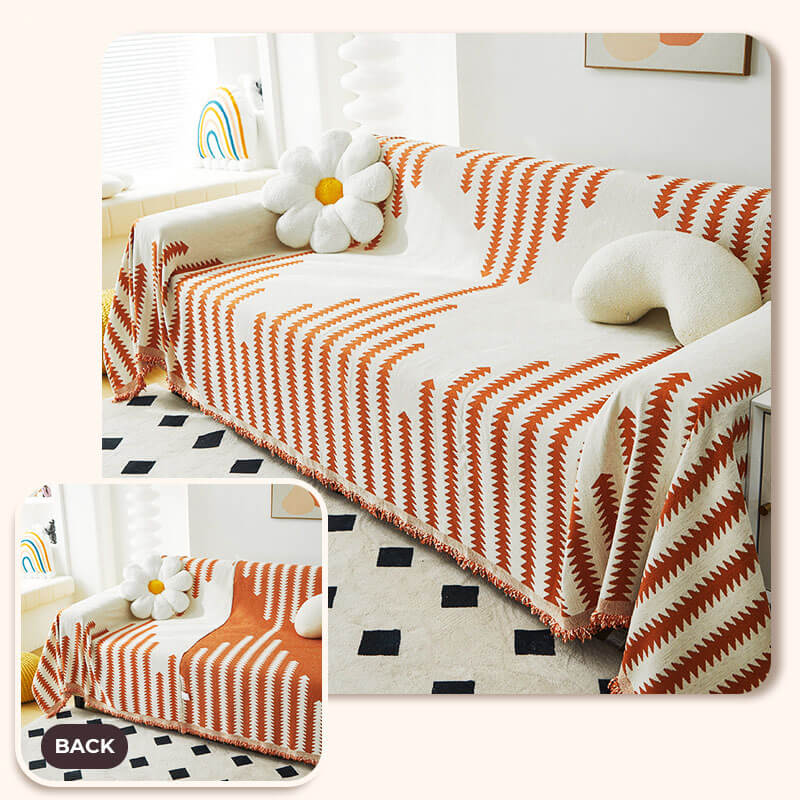 Reversible Chenille Sofa Throw Blanket | Scratch-Resistant Pet-Friendly Furniture Protector | Year-Round Soft Couch Cover for Living Room