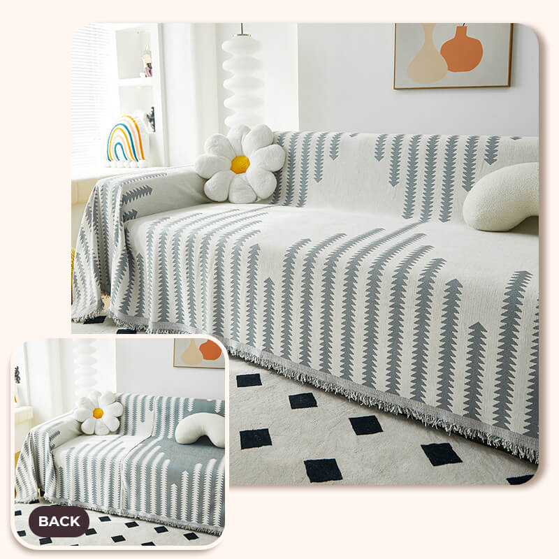 Reversible Chenille Sofa Throw Blanket | Scratch-Resistant Pet-Friendly Furniture Protector | Year-Round Soft Couch Cover for Living Room