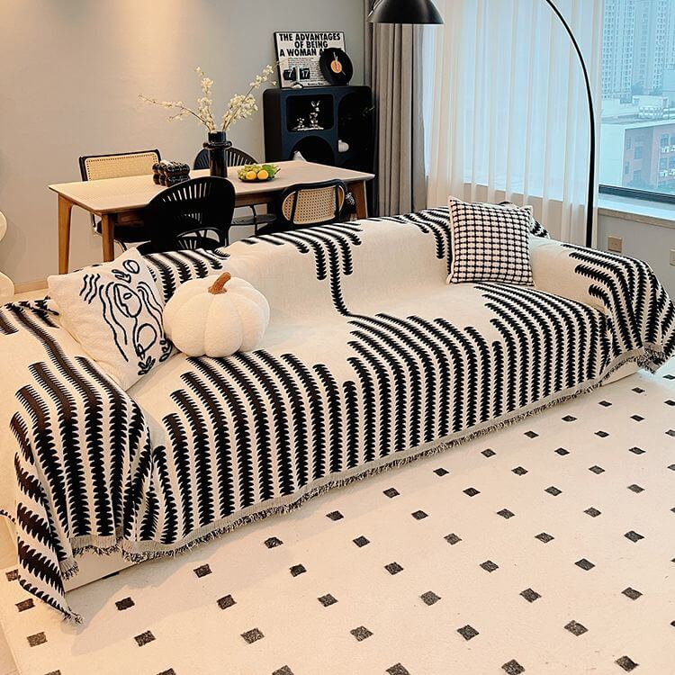 Reversible Chenille Sofa Throw Blanket | Scratch-Resistant Pet-Friendly Furniture Protector | Year-Round Soft Couch Cover for Living Room