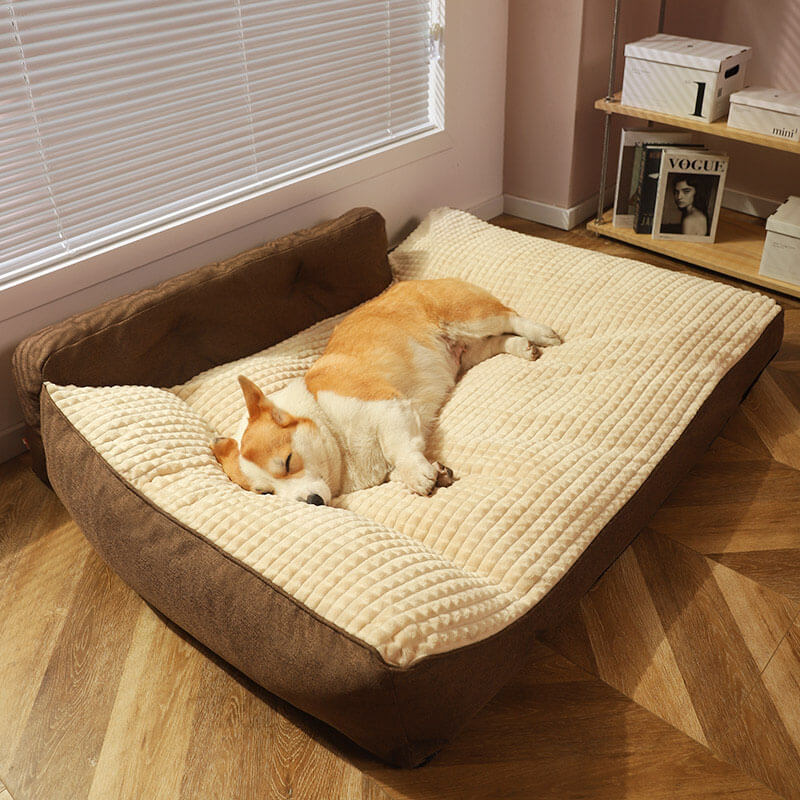 Orthopedisch honden- en kattenmand met opstaande rand – Wasbaar, antislip onderkant, comfort voor alle seizoenen