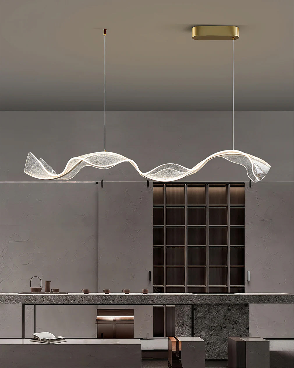 Lineaire LED-plafondlamp 100-150 cm Dimbaar Acryl Hanglamp voor Eetkamer Woonkamer Keuken Moderne Hanglamp met Afstandsbediening | Thomler