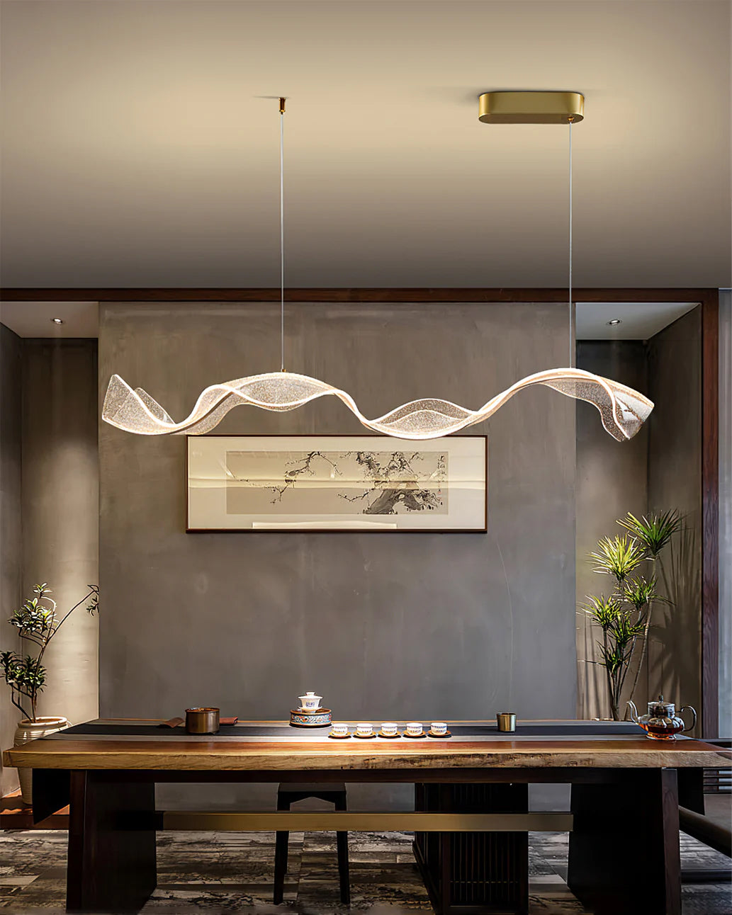 Lineaire LED-plafondlamp 100-150 cm Dimbaar Acryl Hanglamp voor Eetkamer Woonkamer Keuken Moderne Hanglamp met Afstandsbediening | Thomler