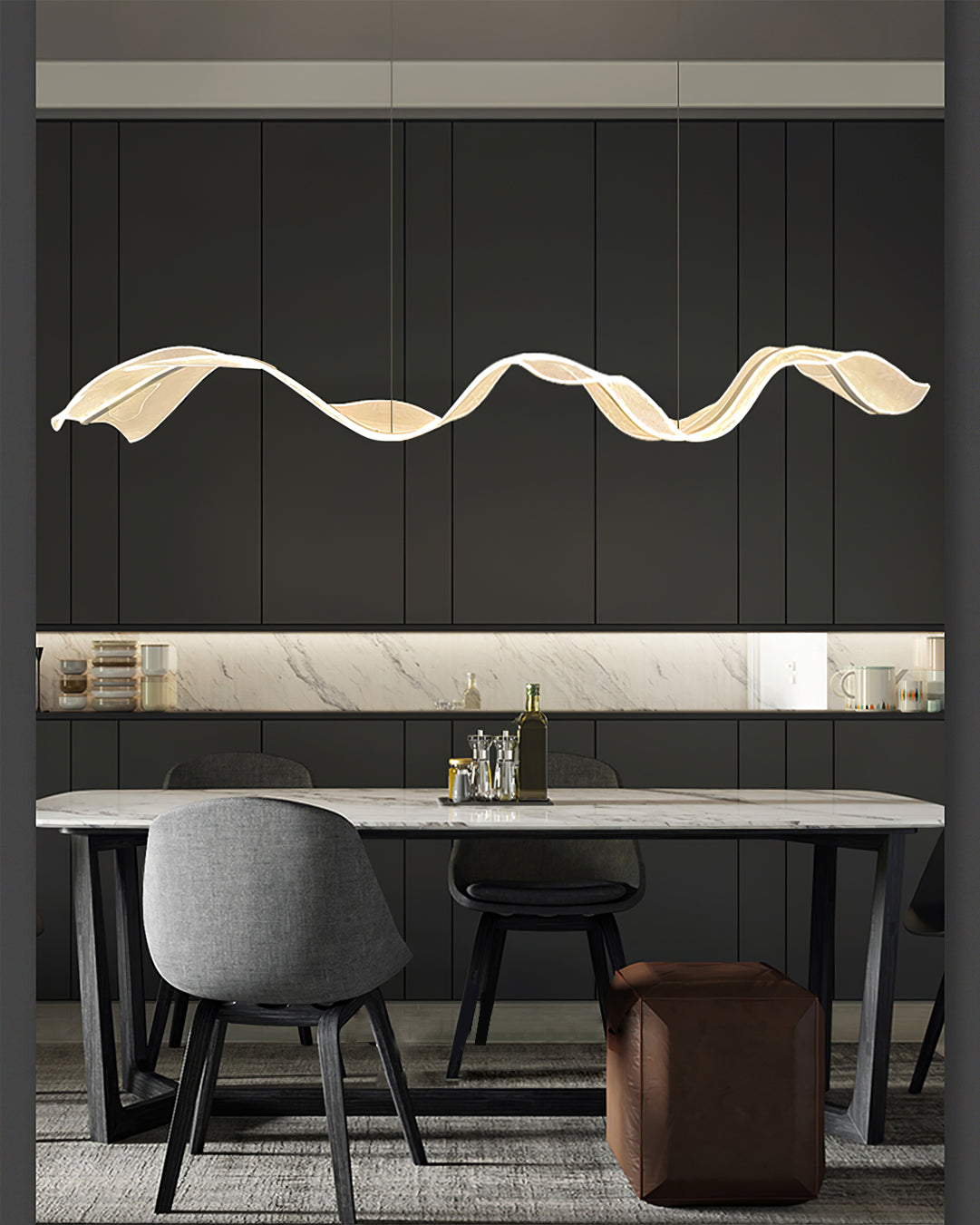 Lineaire LED-plafondlamp 100-150 cm Dimbaar Acryl Hanglamp voor Eetkamer Woonkamer Keuken Moderne Hanglamp met Afstandsbediening | Thomler