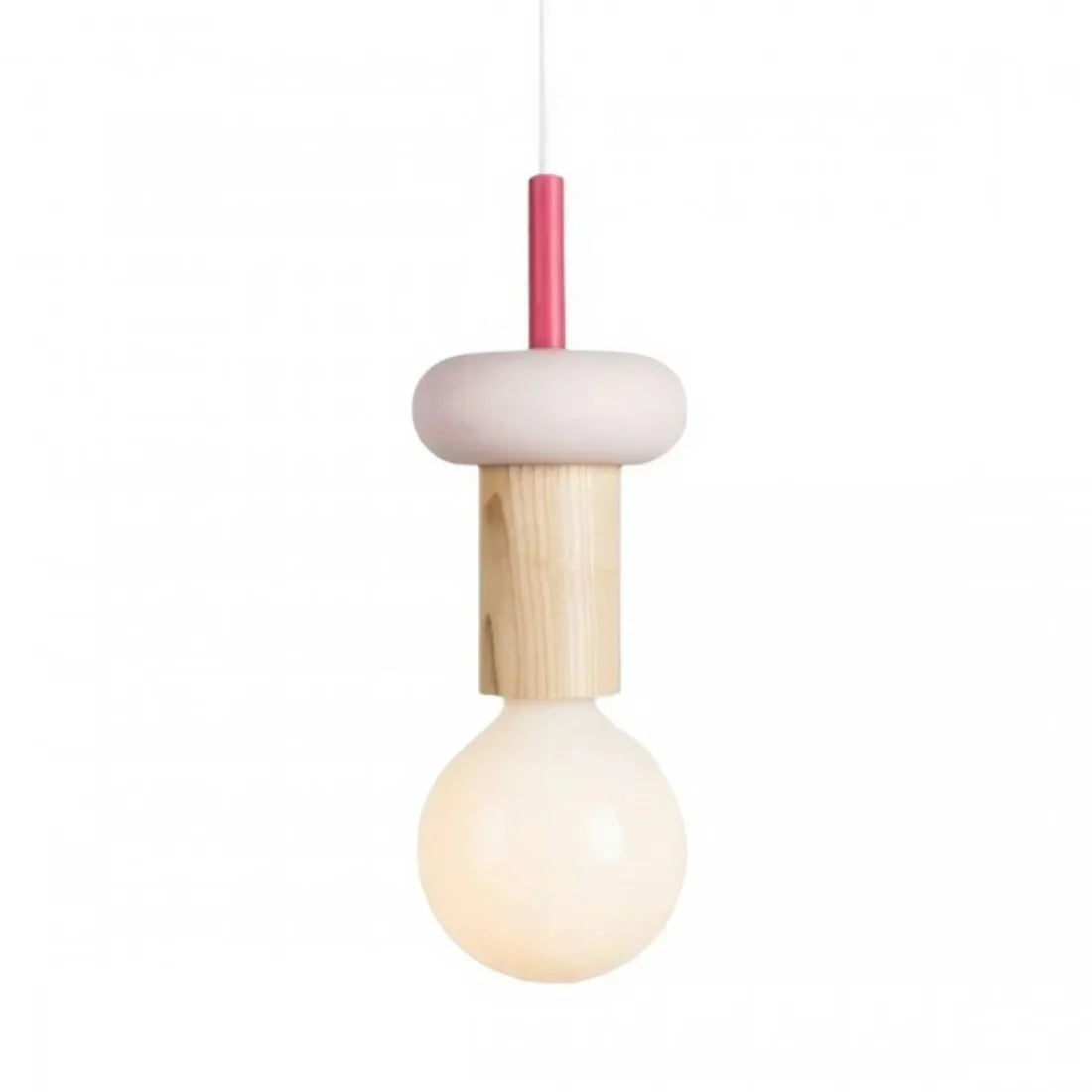 Houten hanglamp met meerkleurige geometrische kap, 19-42 cm in hoogte verstelbaar, plafondverlichting voor eetkamer, keuken en slaapkamer, modern | Thomler