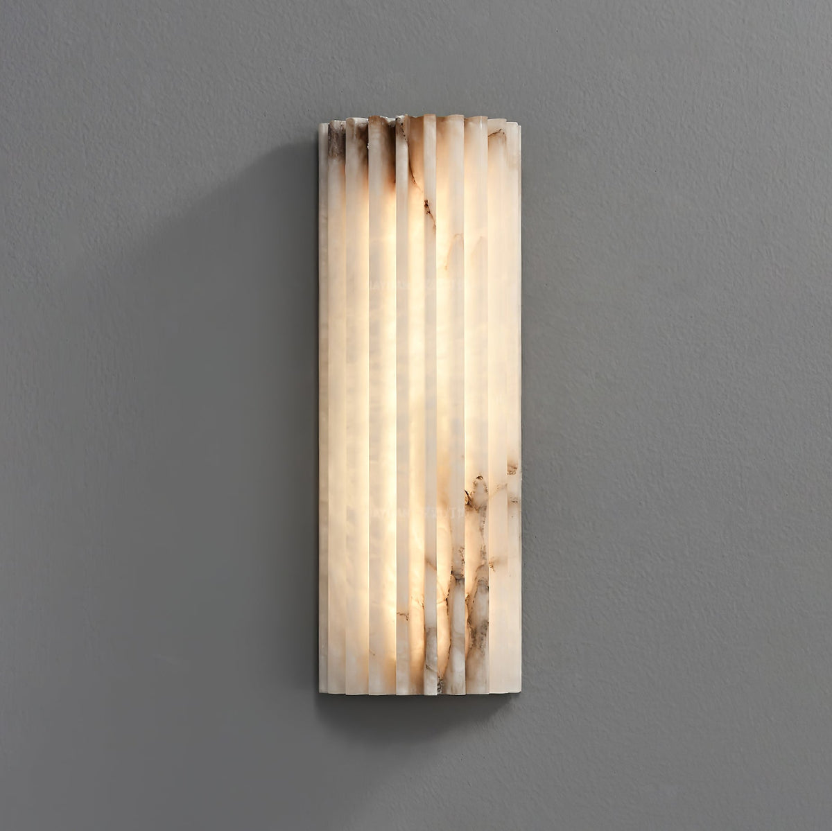 Alabaster LED Sconce 12 Inch Vertical Stone Wall Light for Vanity Hallway Bedroom Soft Glow Ambient Fixture Hardwired Modern Indoor Lighting | Thomler