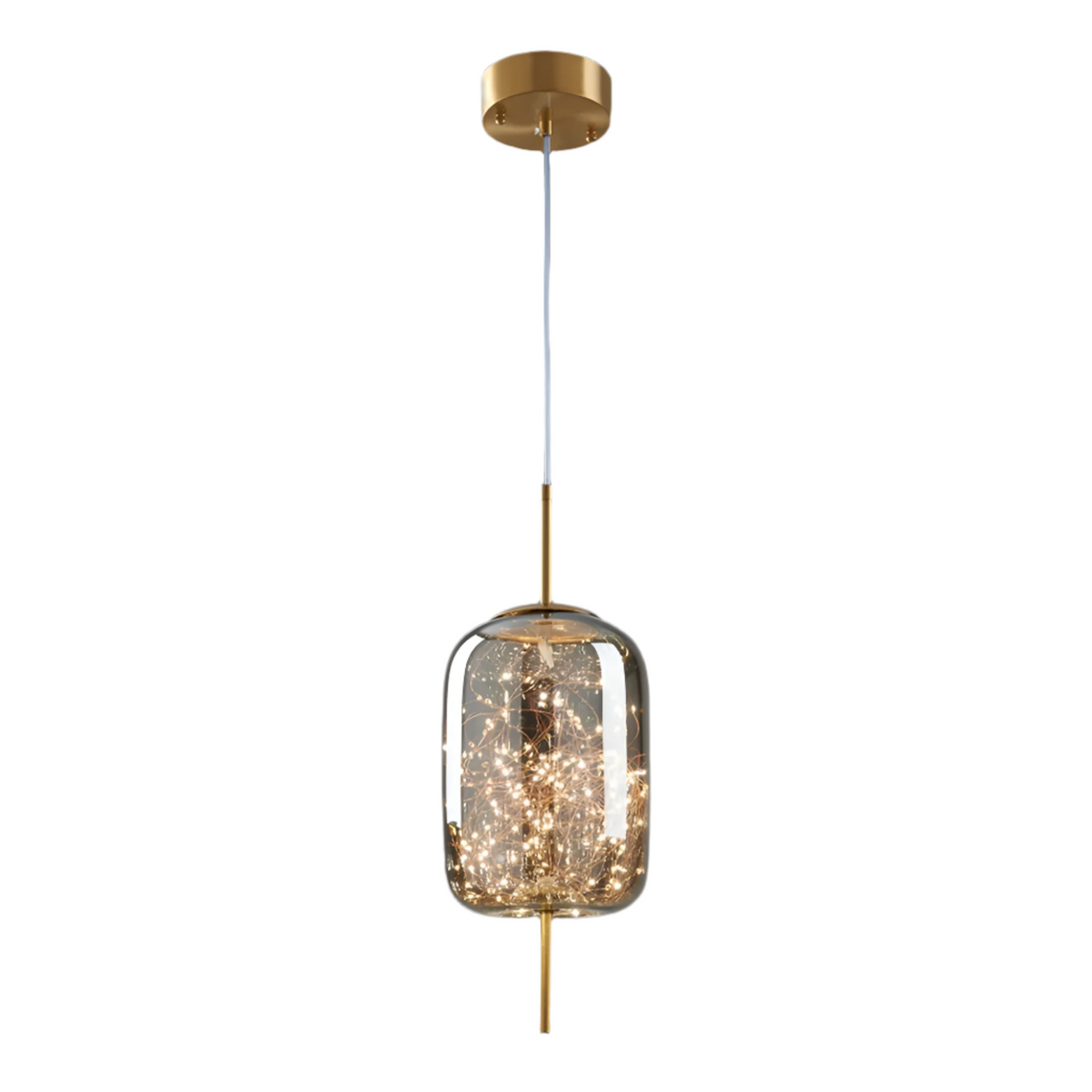 Glass Hanging Fixture with Adjustable Cord for Dining Table & Kitchen Island | Modern Suspended Light in Amber or Gray | Oval Sphere Capsule | Thomler