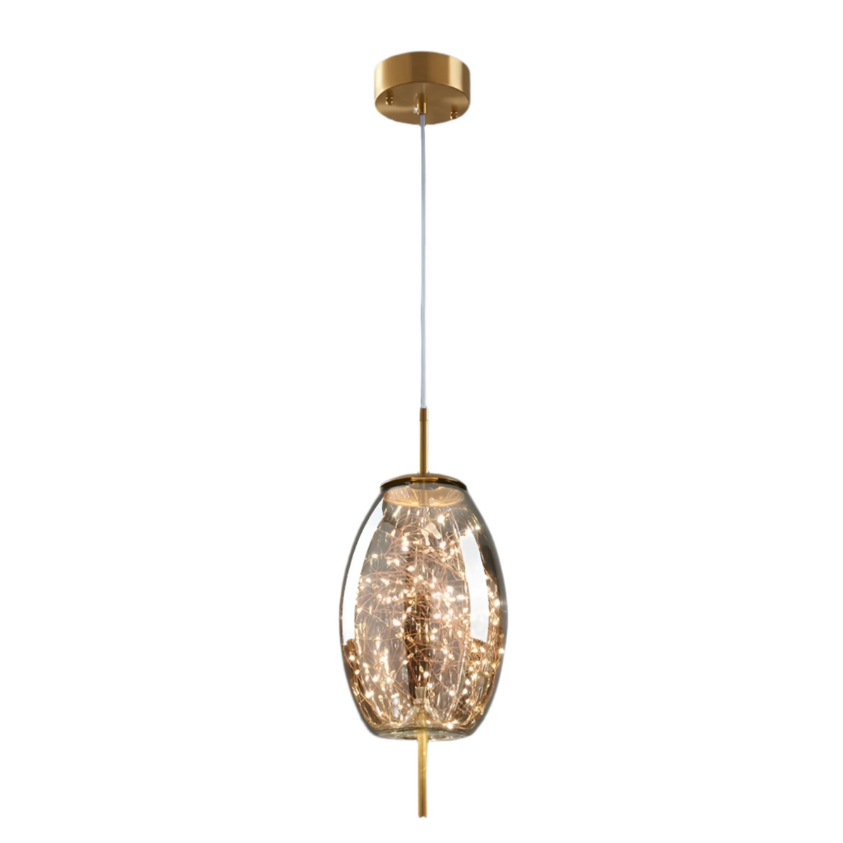 Glass Hanging Fixture with Adjustable Cord for Dining Table & Kitchen Island | Modern Suspended Light in Amber or Gray | Oval Sphere Capsule | Thomler