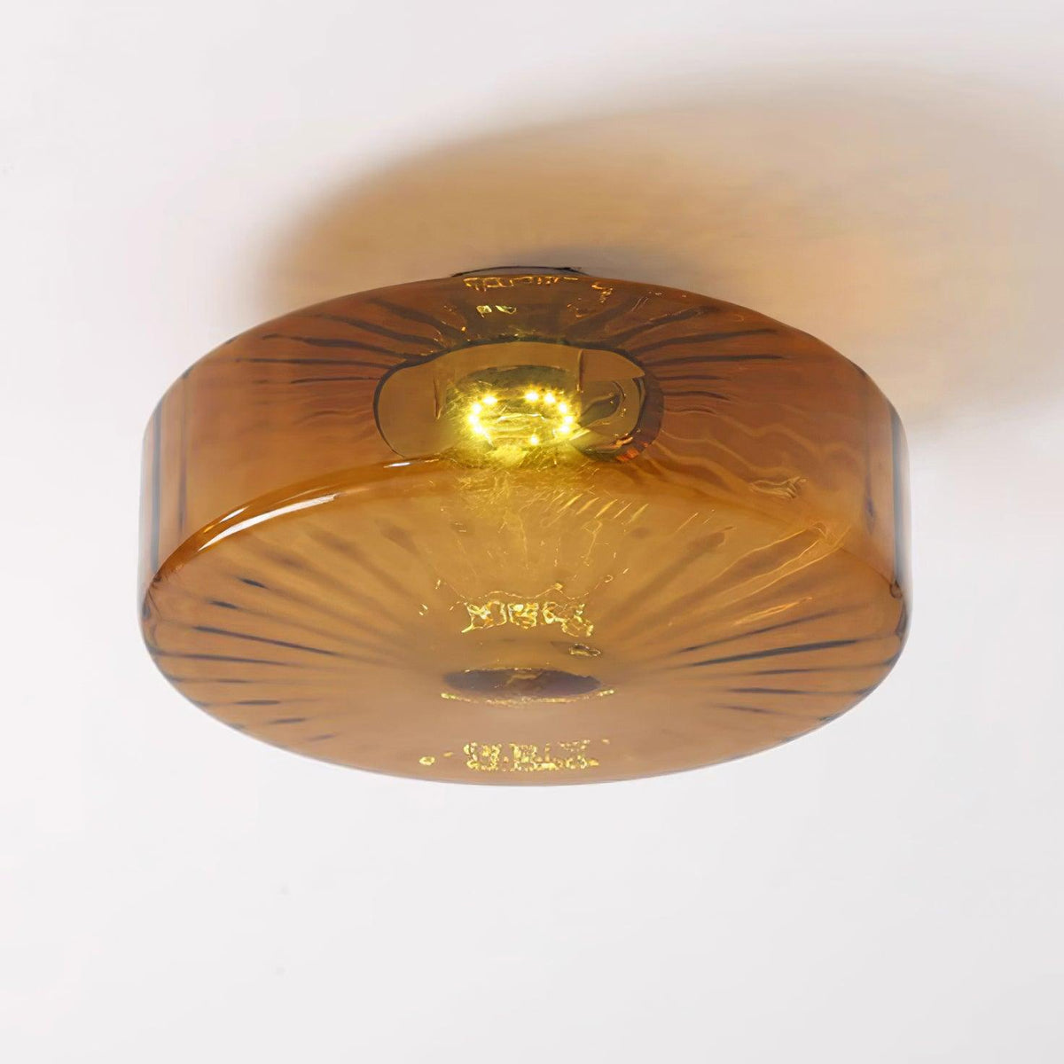 Flush Mount LED Ceiling Light Fixture 15 inch Amber Glass Chrome Finish Warm White for Bedroom Hallway Bathroom | Thomler