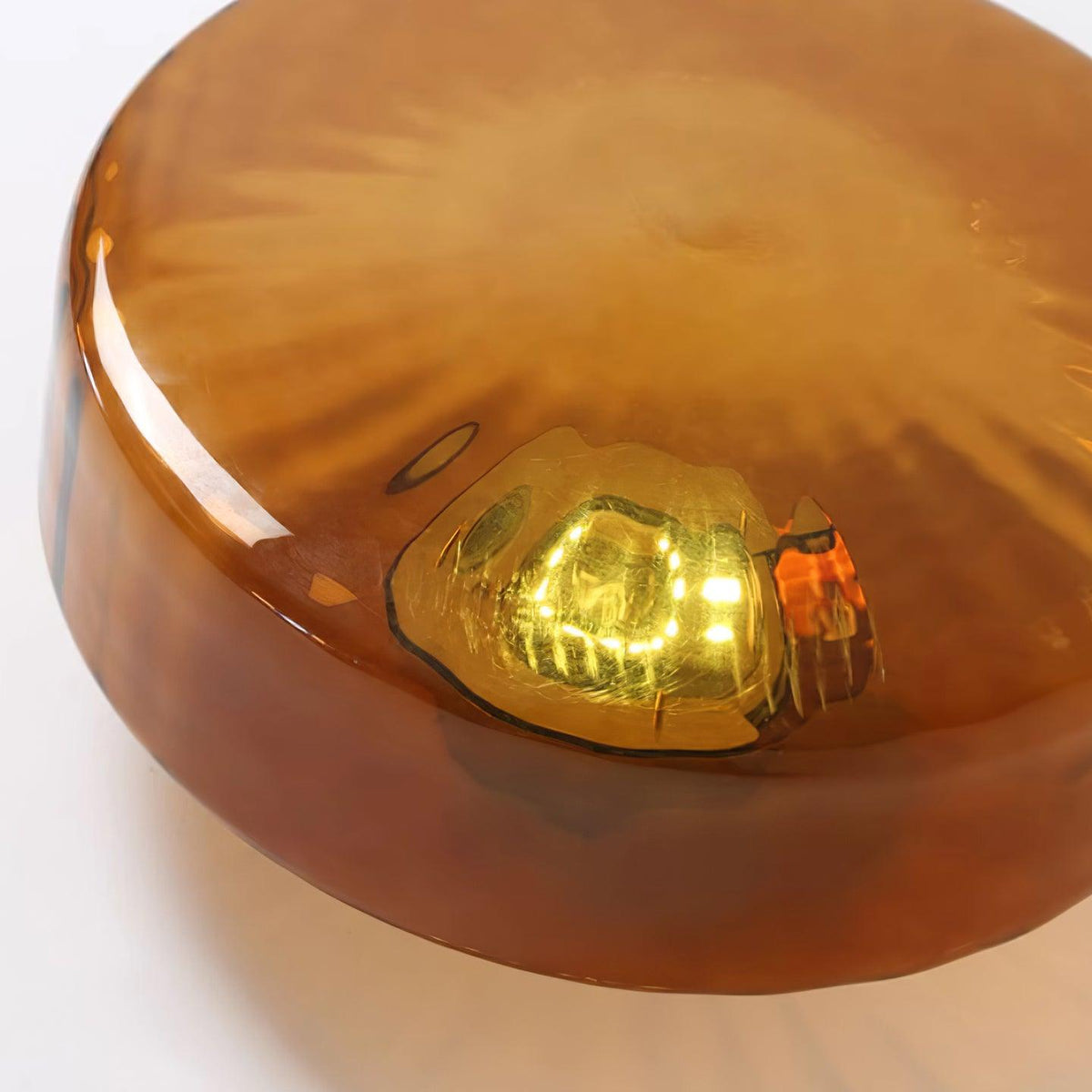 Flush Mount LED Ceiling Light Fixture 15 inch Amber Glass Chrome Finish Warm White for Bedroom Hallway Bathroom | Thomler