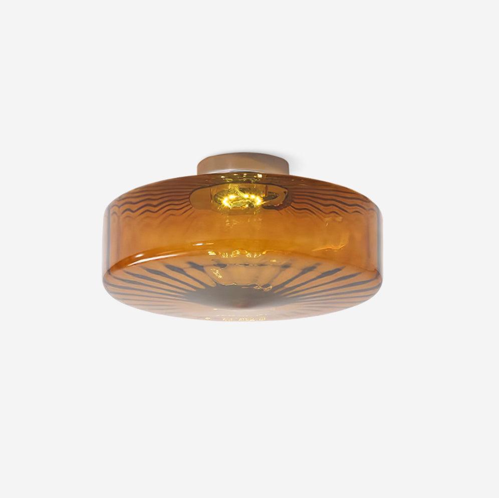 Flush Mount LED Ceiling Light Fixture 15 inch Amber Glass Chrome Finish Warm White for Bedroom Hallway Bathroom | Thomler