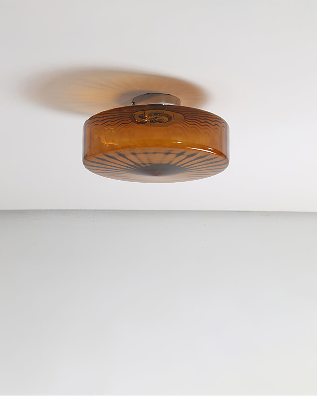 Flush Mount LED Ceiling Light Fixture 15 inch Amber Glass Chrome Finish Warm White for Bedroom Hallway Bathroom | Thomler