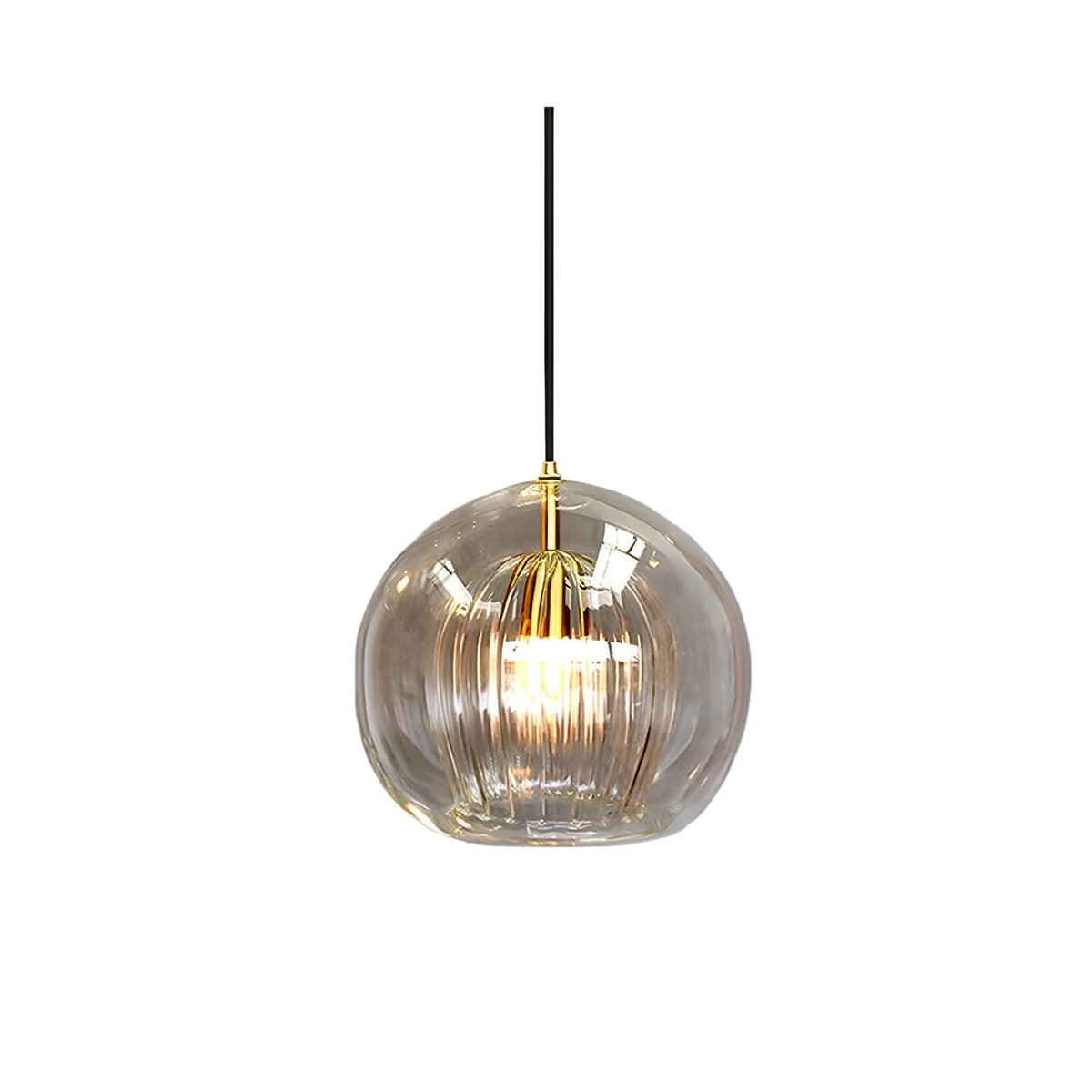 Spherical Glass Hanging Light with Adjustable Height for Kitchen Island, Dining Table, Bedroom | E27 Socket | Modern Orb Fixture for Home an | Thomler