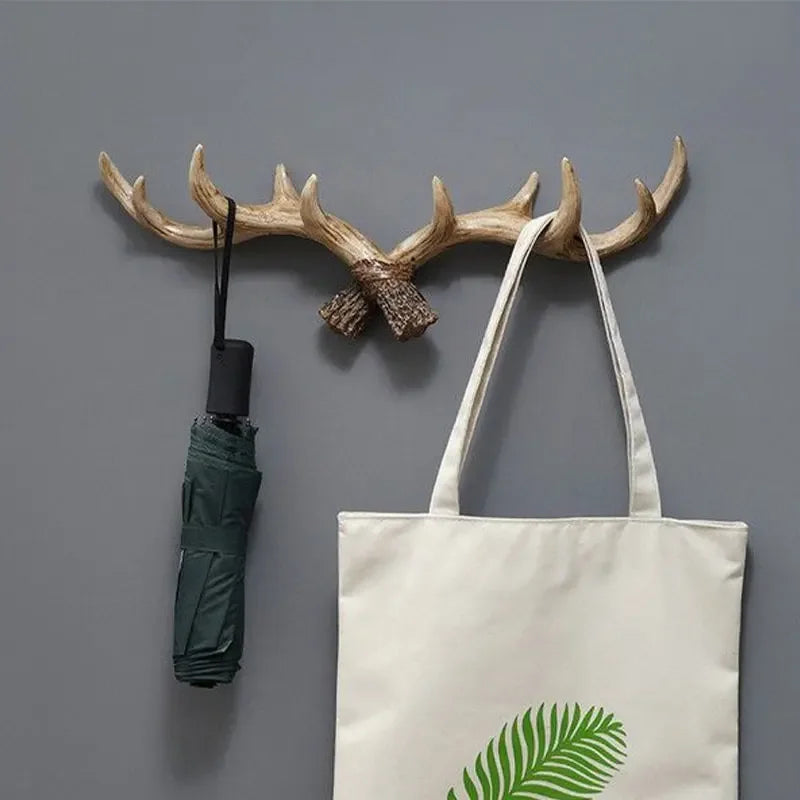 Resin Antler Hooks for Entryway Rustic Brown Black Wall-Mounted Hallway Coat Hanger Organizer for Bags Hats Scarves Home Bedroom Storage | Thomler