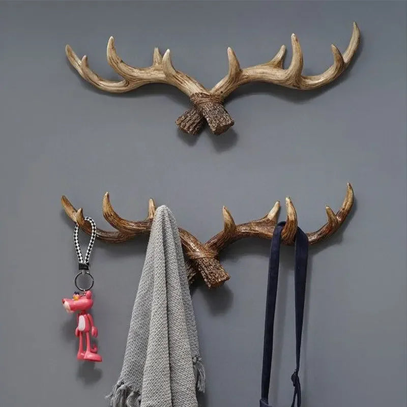 Resin Antler Hooks for Entryway Rustic Brown Black Wall-Mounted Hallway Coat Hanger Organizer for Bags Hats Scarves Home Bedroom Storage | Thomler