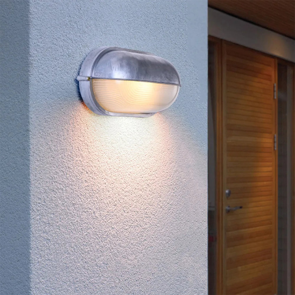 Metal Sconce with Glass Shade for Hallway Corridor Bedroom Entry 8 inch Round Oval Indoor Fixture E26 E27 Bulb Socket Retro Factory Look Hom | Thomler