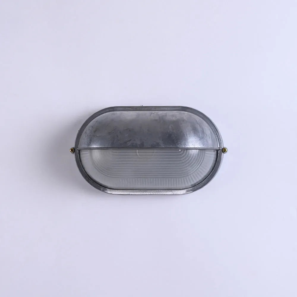 Metal Sconce with Glass Shade for Hallway Corridor Bedroom Entry 8 inch Round Oval Indoor Fixture E26 E27 Bulb Socket Retro Factory Look Hom | Thomler