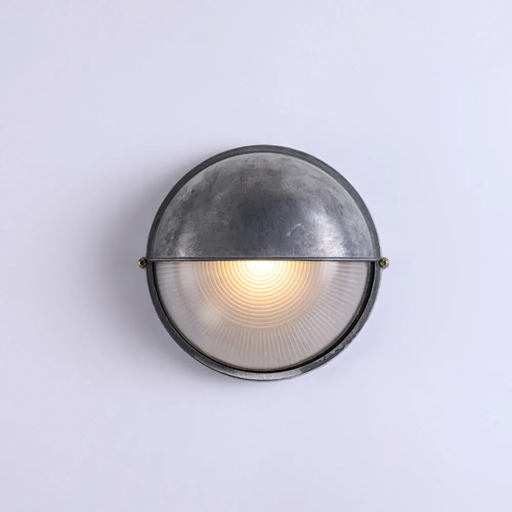 Metal Sconce with Glass Shade for Hallway Corridor Bedroom Entry 8 inch Round Oval Indoor Fixture E26 E27 Bulb Socket Retro Factory Look Hom | Thomler