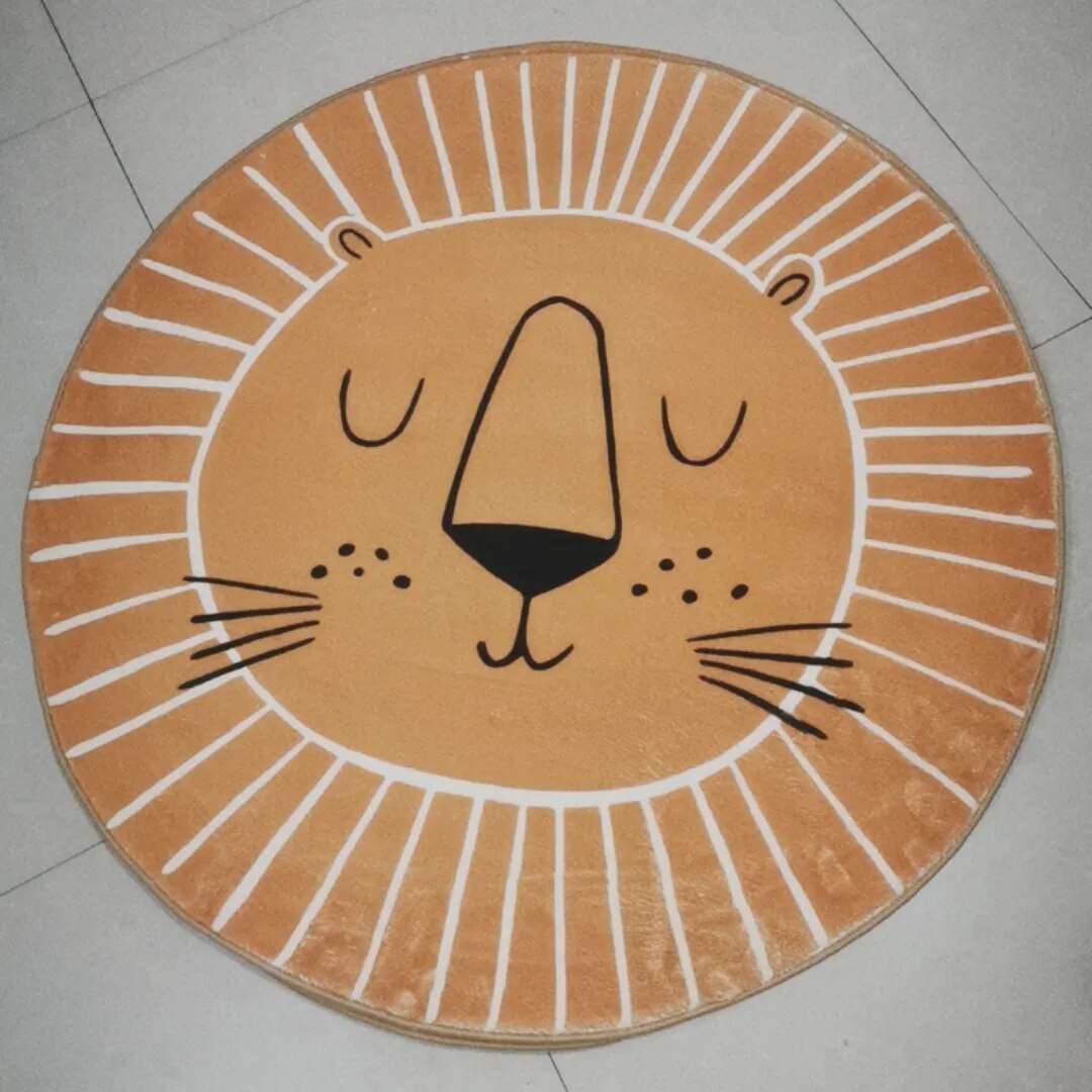 Runde Spielmatte mit Tiermotiv für Kinderzimmer – Weicher Mikrofaser-Teppich im Safari-Design, maschinenwaschbar, verschiedene Größen für Kinderzimmer & Spielbereich | Thomler