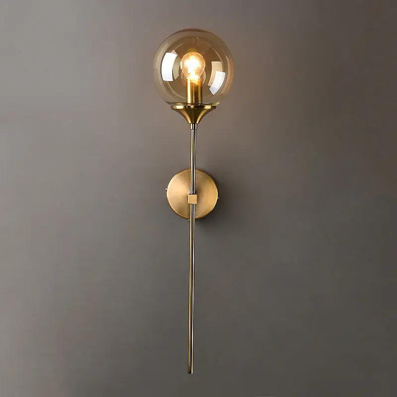 Glazen Wandlamp met Gouden Metalen Voet – Sfeerverlichting voor Slaapkamer, Woonkamer & Hal – 4 Kleuren voor de Kap | Thomler
