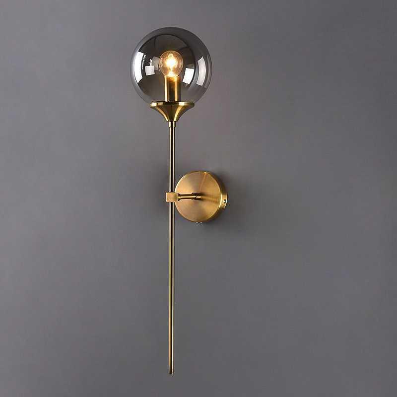 Glazen Wandlamp met Gouden Metalen Voet – Sfeerverlichting voor Slaapkamer, Woonkamer & Hal – 4 Kleuren voor de Kap | Thomler