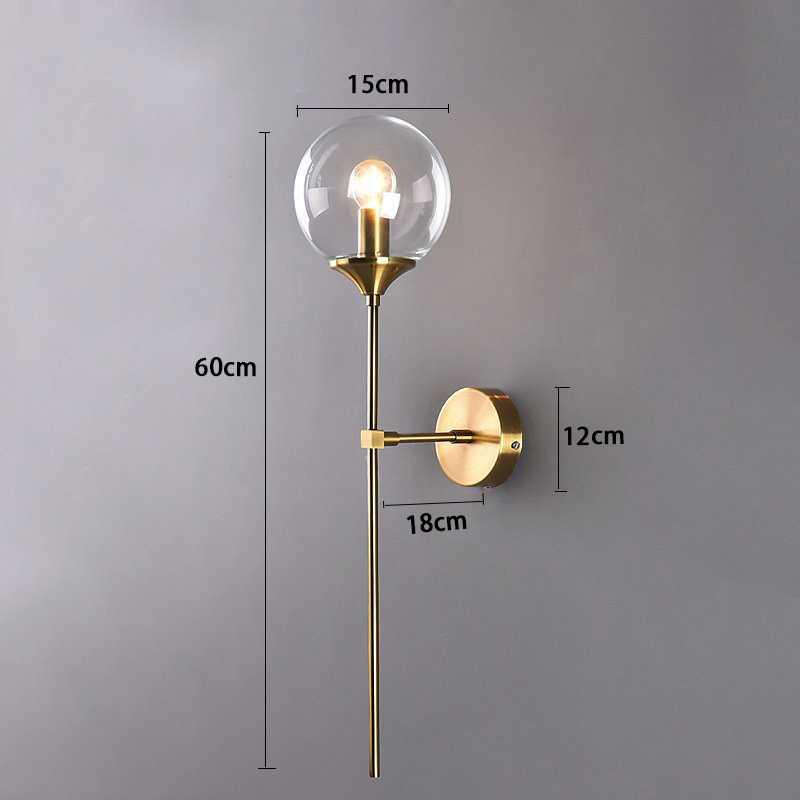 Glazen Wandlamp met Gouden Metalen Voet – Sfeerverlichting voor Slaapkamer, Woonkamer & Hal – 4 Kleuren voor de Kap | Thomler