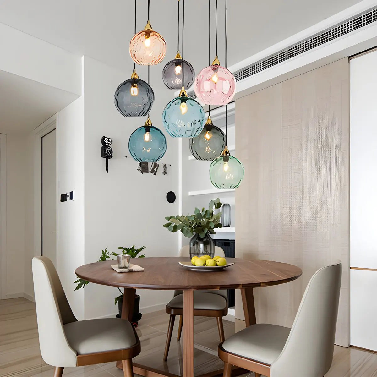 Kugelförmige Glas-Deckenleuchte E26-Fassung 8-Zoll grauer Schirm für Esszimmer Schlafzimmer Küchen Verstellbares Kabel Ambiente-Leuchte | Thomler