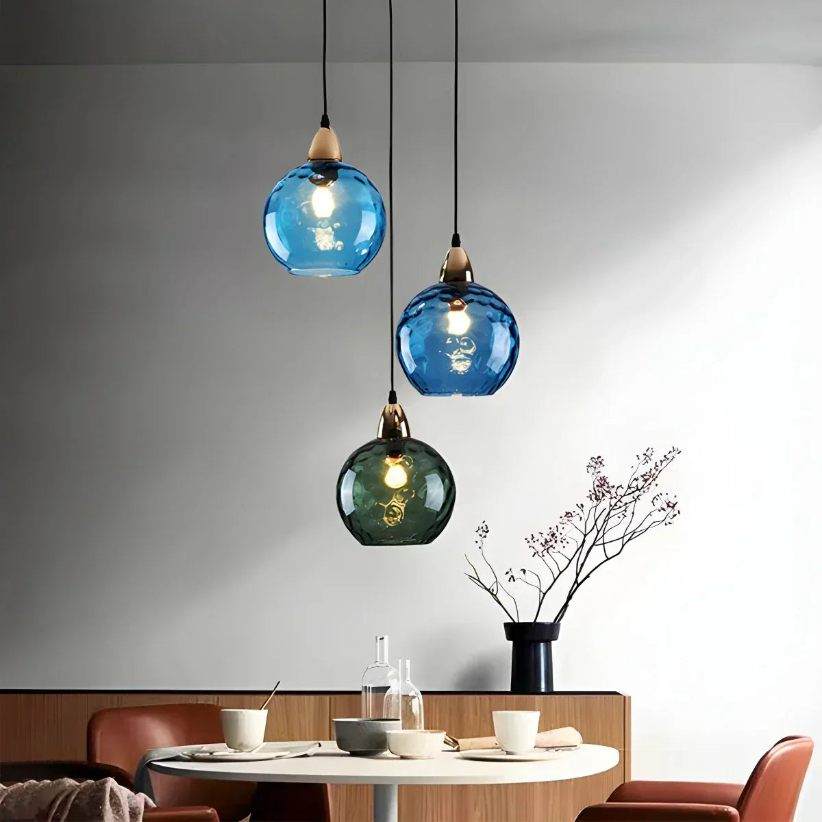 Kugelförmige Glas-Deckenleuchte E26-Fassung 8-Zoll grauer Schirm für Esszimmer Schlafzimmer Küchen Verstellbares Kabel Ambiente-Leuchte | Thomler