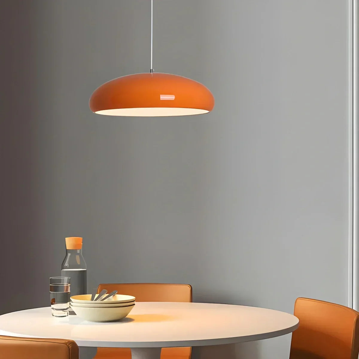 LED-Deckenleuchte mit umschaltbaren Lichtmodi für Kücheninseln, Esszimmer & offene Wohnbereiche – Runde Deckenlampe aus glänzendem Metall | Thomler