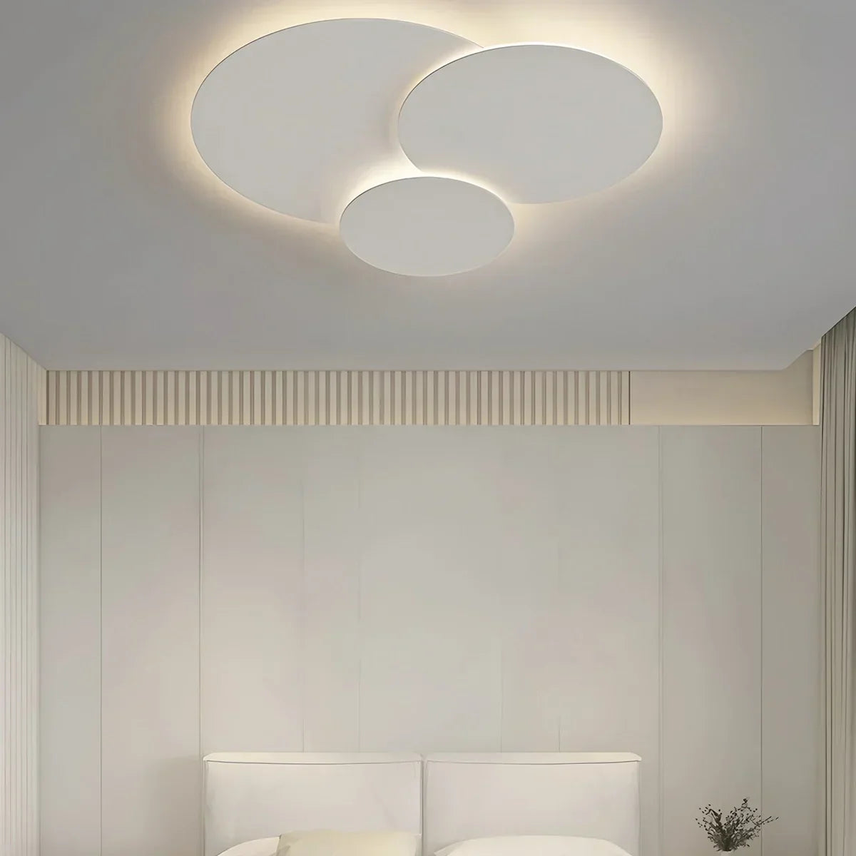 Flush Mount LED Ceiling Light with Rotating Discs White Dimmable Remote Control Modern Fixture for Bedroom Bathroom Living Room Hallway Adju | Thomler