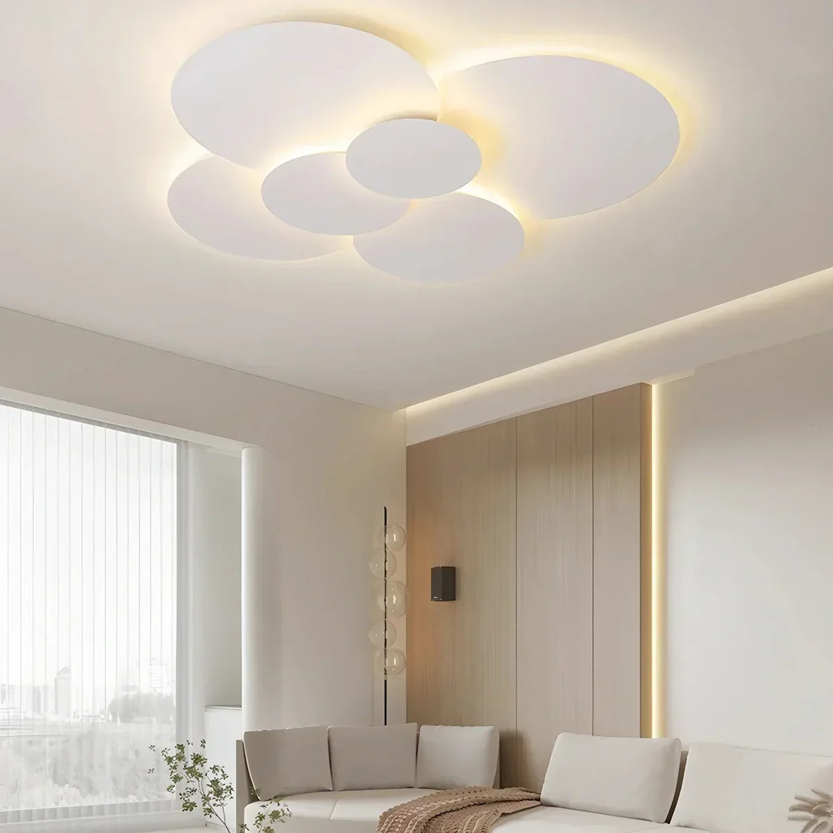 Flush Mount LED Ceiling Light with Rotating Discs White Dimmable Remote Control Modern Fixture for Bedroom Bathroom Living Room Hallway Adju | Thomler