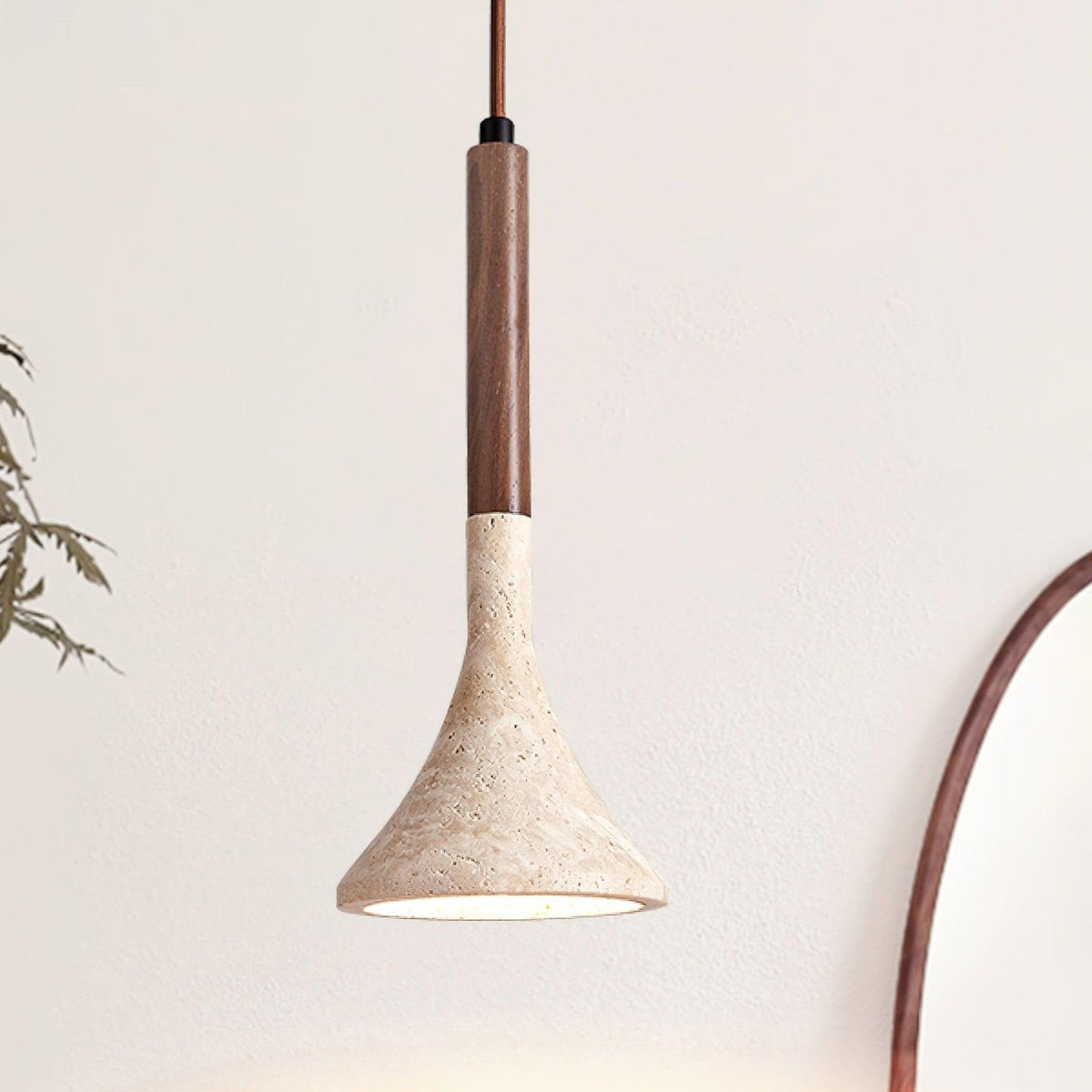 Natural Stone Ceiling Pendant | 5-Inch Compact Drop Light for Counters, Nightstands & Dining Nooks | Adjustable Cord | Warm Ambient Glow | Thomler