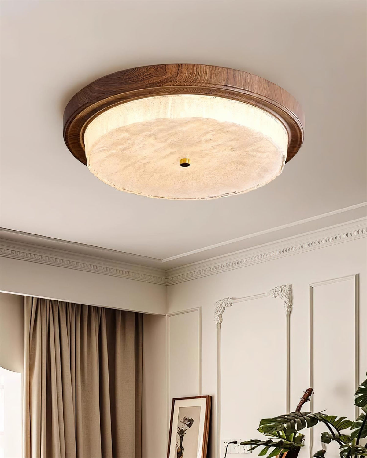 Flush Mount LED Ceiling Light Fixture Round Glass Shade Metal Frame 15 or 18 Inch Warm Glow for Bedroom Living Room Hallway Kitchen Integrat | Thomler